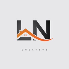 LN Real Estate Creative Logo – Minimalist House Roof Monogram for Property, Realtor & Construction Branding	
