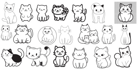 Anime cats vector set
