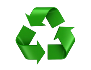 3d green recycling symbol isolated on transparent background