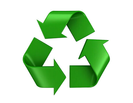 3d green recycling symbol isolated on transparent background