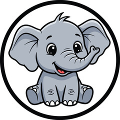 Fototapeta premium Baby Elephant with Glasses – Kids Animal Vector for T-Shirts