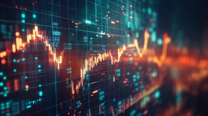 Obraz premium Abstract background with graphs and numbers on blue background. Used for financial reports and presentations.