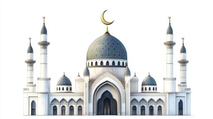 Fototapeta premium Mosque Architectural Front View.