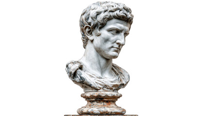 Obraz premium Ancient roman marble bust sculpture detailed closeup studio shot high resolution image perfect for history art history books websites and museums classic on transparent background