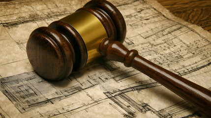 Wooden Gavel On Aged Legal Document