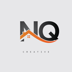 NQ Real Estate Creative Logo – Minimalist House Roof Monogram for Property, Realtor & Construction Branding	
