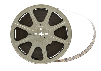 Obraz premium Isolated Vintage Film Reel with Unwound Strip