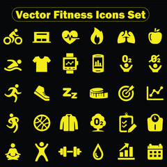 set of icons vector fitness 