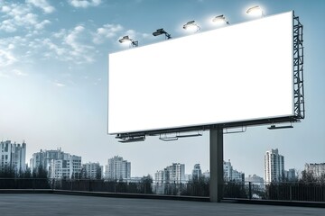 Fototapeta premium Enormous Empty Blank Billboard Used for High-Visibility Advertising in Urban Commercial Spaces