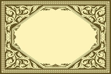 Decorative ornate retro floral blank card template
