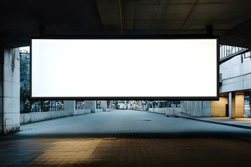 Street Banner Mockup PSD with Blank Billboard in an Urban Setting for High-Visibility Advertising