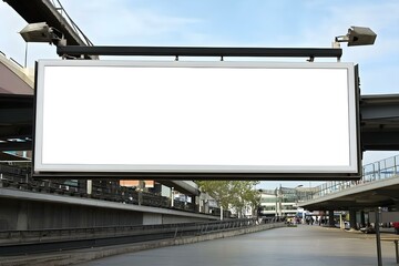 Obraz premium Blank Billboard Advertising Hoarding for High-Visibility Urban Branding and Promotional Display