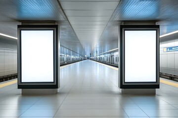 Blank Vertical Advertising Billboard Display in Modern Urban Setting for High-Visibility Branding