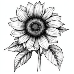 SUNFLOWER black and white illustration