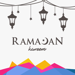 Modern Ramadan Kareem Background banner, Ramadan Kareem with lantern vector illustration