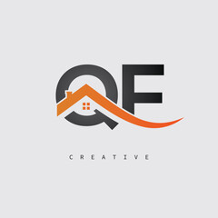 QF Real Estate Creative Logo – Minimalist House Roof Monogram for Property, Realtor & Construction Branding	
