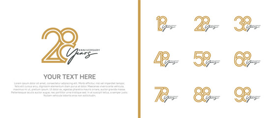 logo anniversary set. brown color with black handwriting on white background for special event