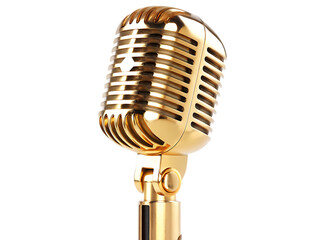 Fototapeta premium vintage gold microphone isolated on white background PNG