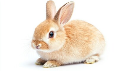 Obraz premium Fluffy rabbit in studio setting, isolated on white background with gentle light and soft shadows
