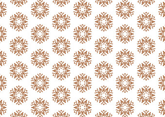 Seamless Geometric Floral Pattern in Brown Line Art Elegant Symmetric Design on White Background