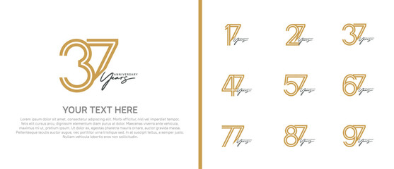 logo anniversary set. brown color with black handwriting on white background for special event © JOHAN