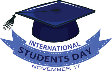 Vector design celebrating International Students Day with books, flags, and diverse students. Perfect for educational campaigns, posters, and youth awareness themes.
