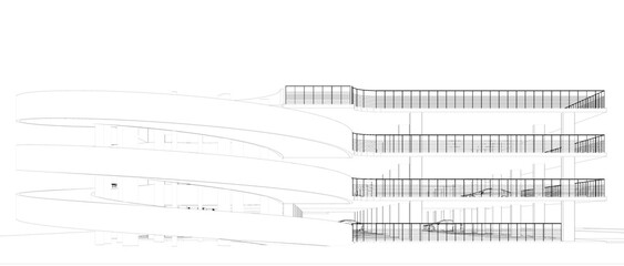 3D illustration of parking facility