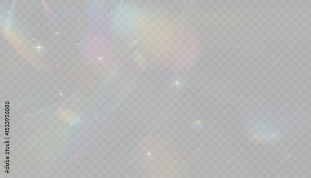 Poster realistic diamond reflection, rainbow light optical effect colorful collection, bright spectrum glow