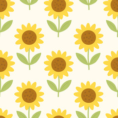 Sunflowers seamless pattern. Design for fabric, wallpaper, background.