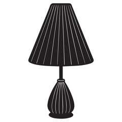 A flat design illustration of a striped lamp, featuring a yellow shade and a green base. This graphic is perfect for creating a cozy and stylish atmosphere in your projects.
