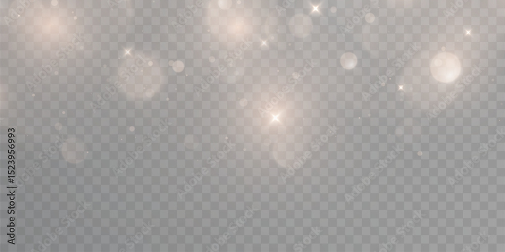 Poster Light effect with lots of shiny highlights shining on transparent background for christmas new year design.	
