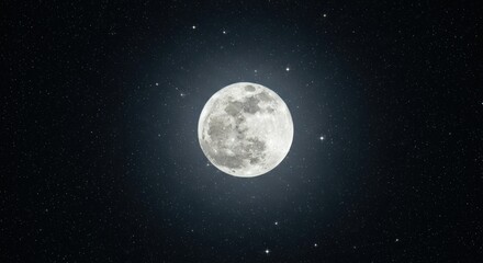 Fototapeta premium Full moon in a dark night sky.
