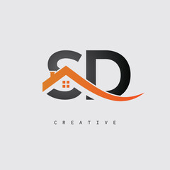 SD Real Estate Creative Logo – Minimalist House Roof Monogram for Property, Realtor & Construction Branding	
