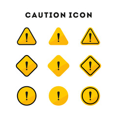 Set of caution icons. Caution sign. Vector illustration