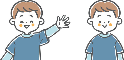 男児　上半身　ベクター
