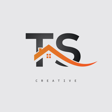 TS Real Estate Creative Logo &ndash; Minimalist House Roof Monogram for Property, Realtor & Construction Branding