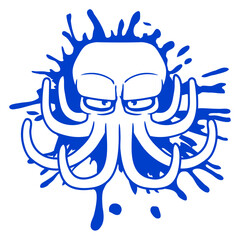 Octopus ink stain drop graffiti spray evil bad fun Isolated Vector Graphic Design Illustration

