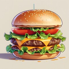 hamburger on white background