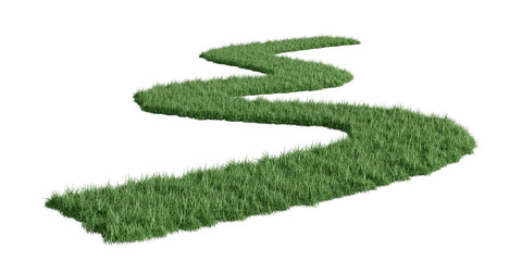 Green grass curved wall on transparent