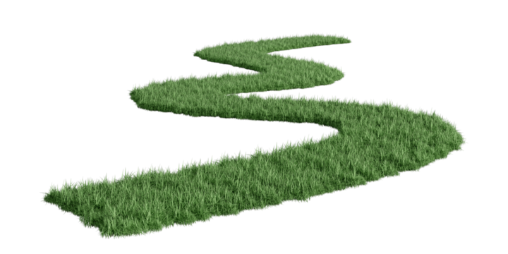 Green grass curved wall on transparent