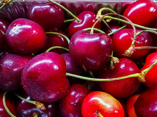 Background with red Apulian cherries