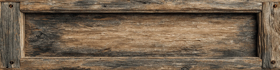 Fototapeta premium A close up shot of a weathered wooden frame with a rustic and aged appearance and visible wood grain
