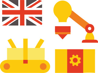 British Technology Icons – Flat Vector Symbols
