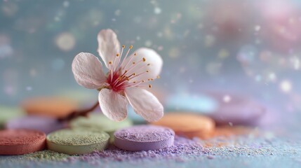 Gentle Bloom Over Sweets in Soft Pastel Hues
