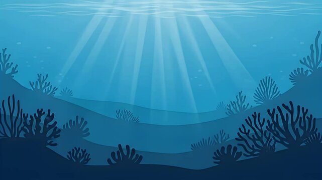 Underwater layered blue vector scene for oceans day