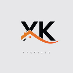  YK Real Estate Creative Logo – Minimalist House Roof Monogram for Property, Realtor & Construction Branding