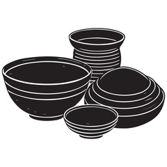 stack of bowls plate, white isolated