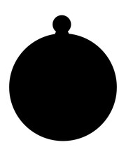 black silhouette of a ball, icon, sticker. Holiday, Christmas circle, silhouette.
