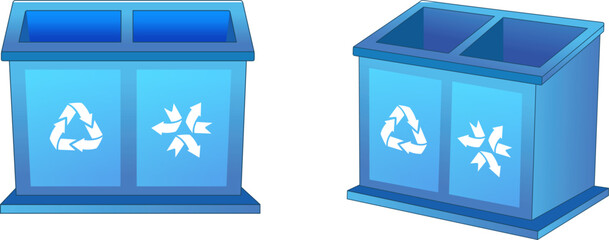Cartoon illustration of trash can corners. Vector illustration.