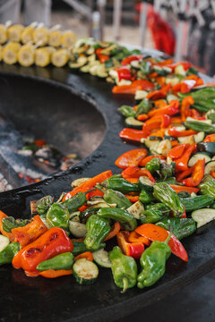 vegetables on an outdoor grill
